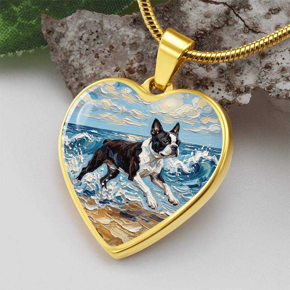 Beach Days - Boston Terrier Heart Necklace
