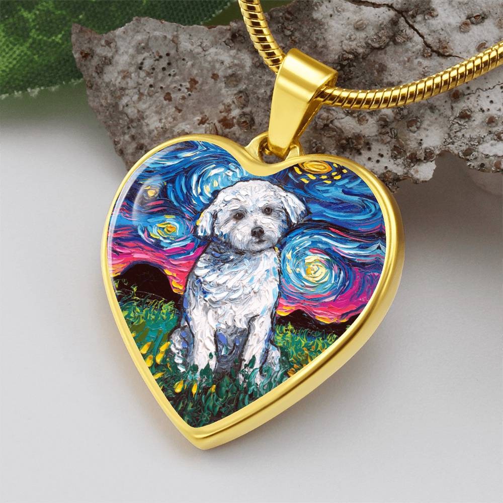 Maltese Starry Night Heart Bangle Bracelet