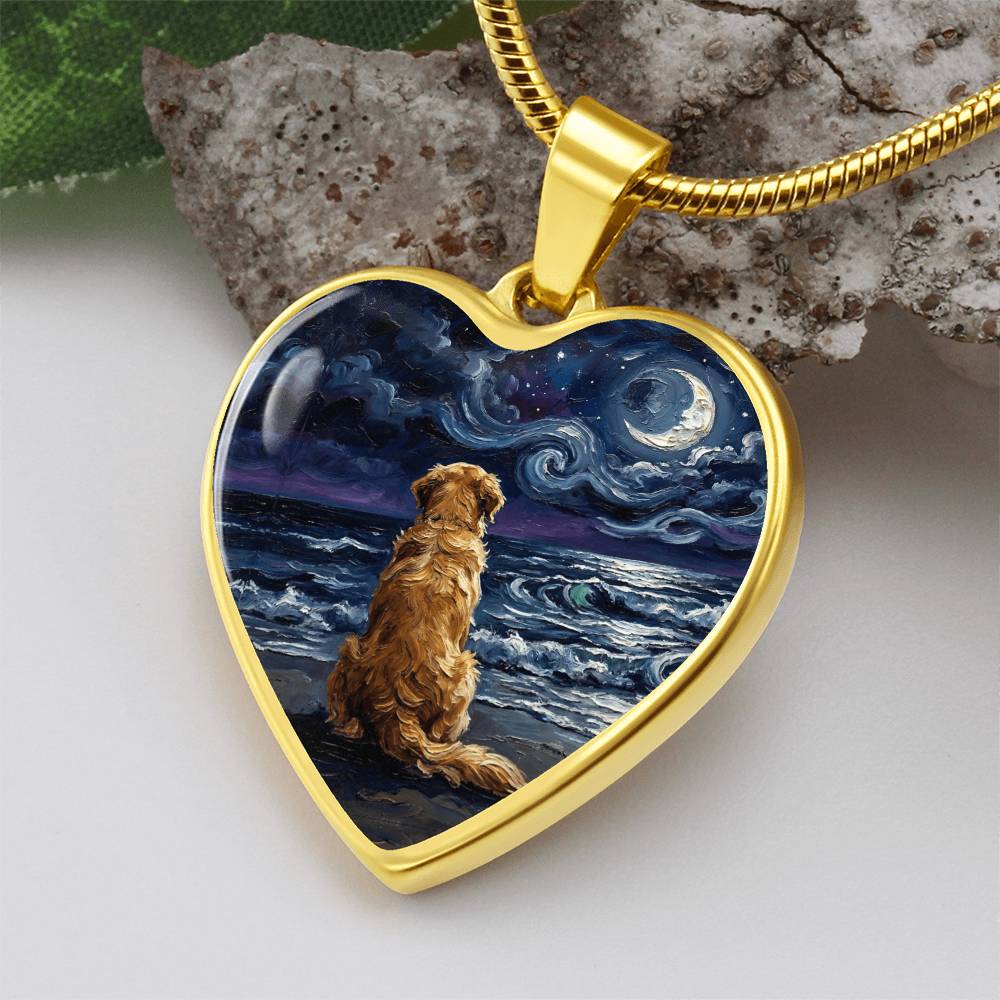 Beach Night - Golden Retriever Heart Necklace