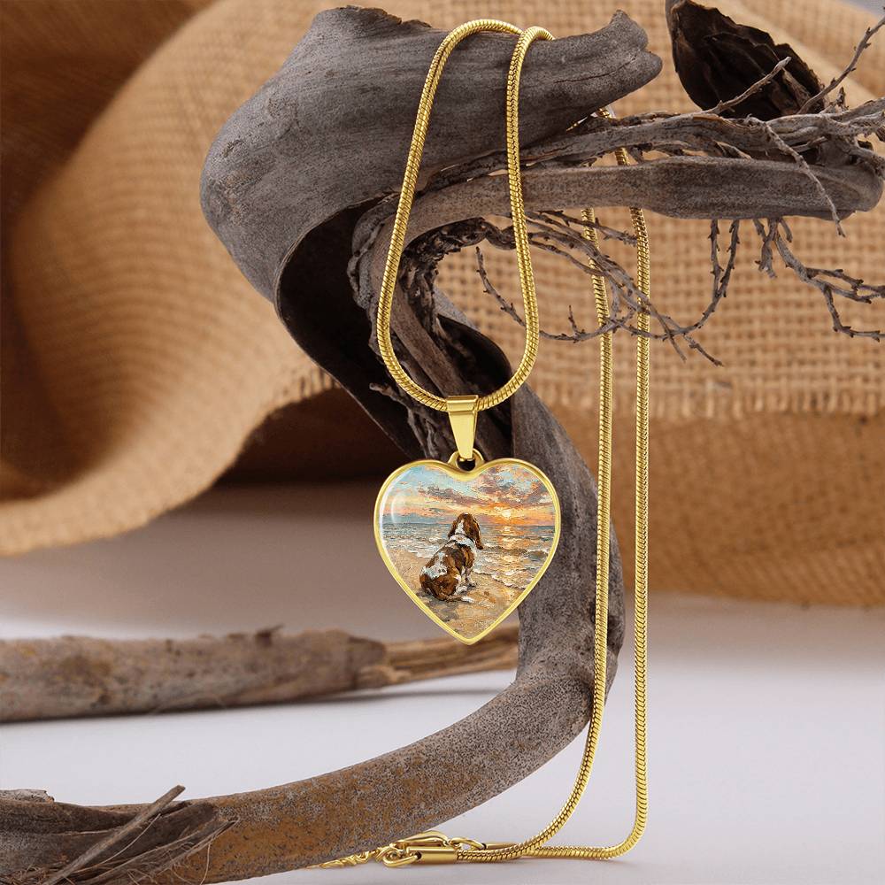 Beach Days - Basset Hound Heart Necklace