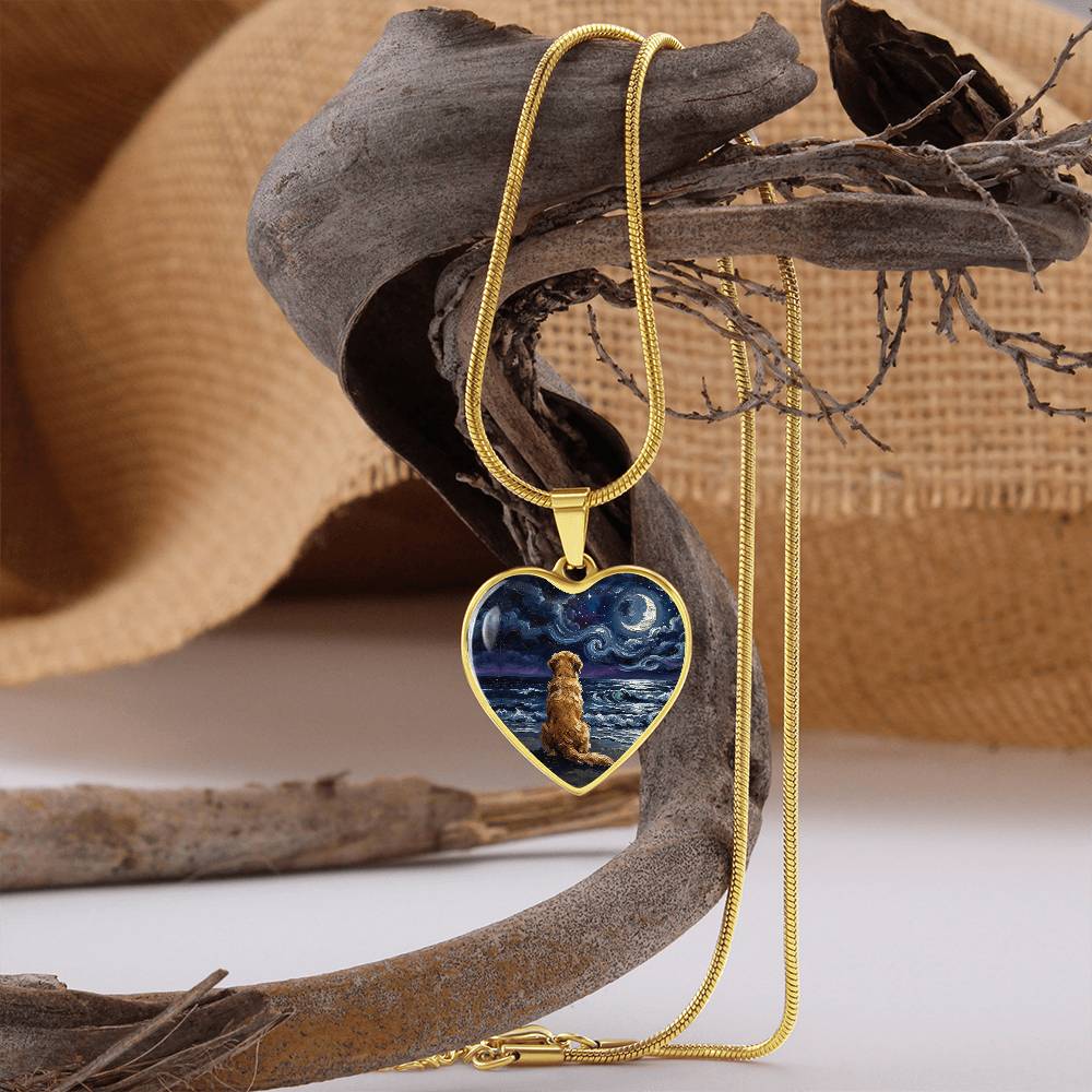 Beach Night - Golden Retriever Heart Necklace