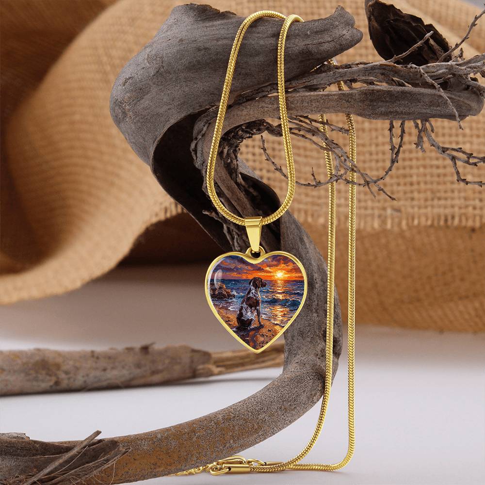 Beach Day - German Pointer Heart Necklace