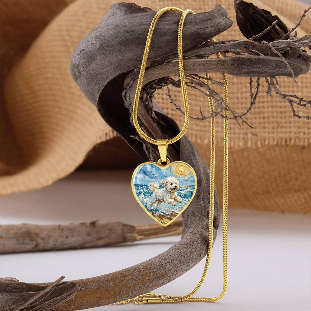 Beach Day - Bichon Frise 2 Heart Necklace