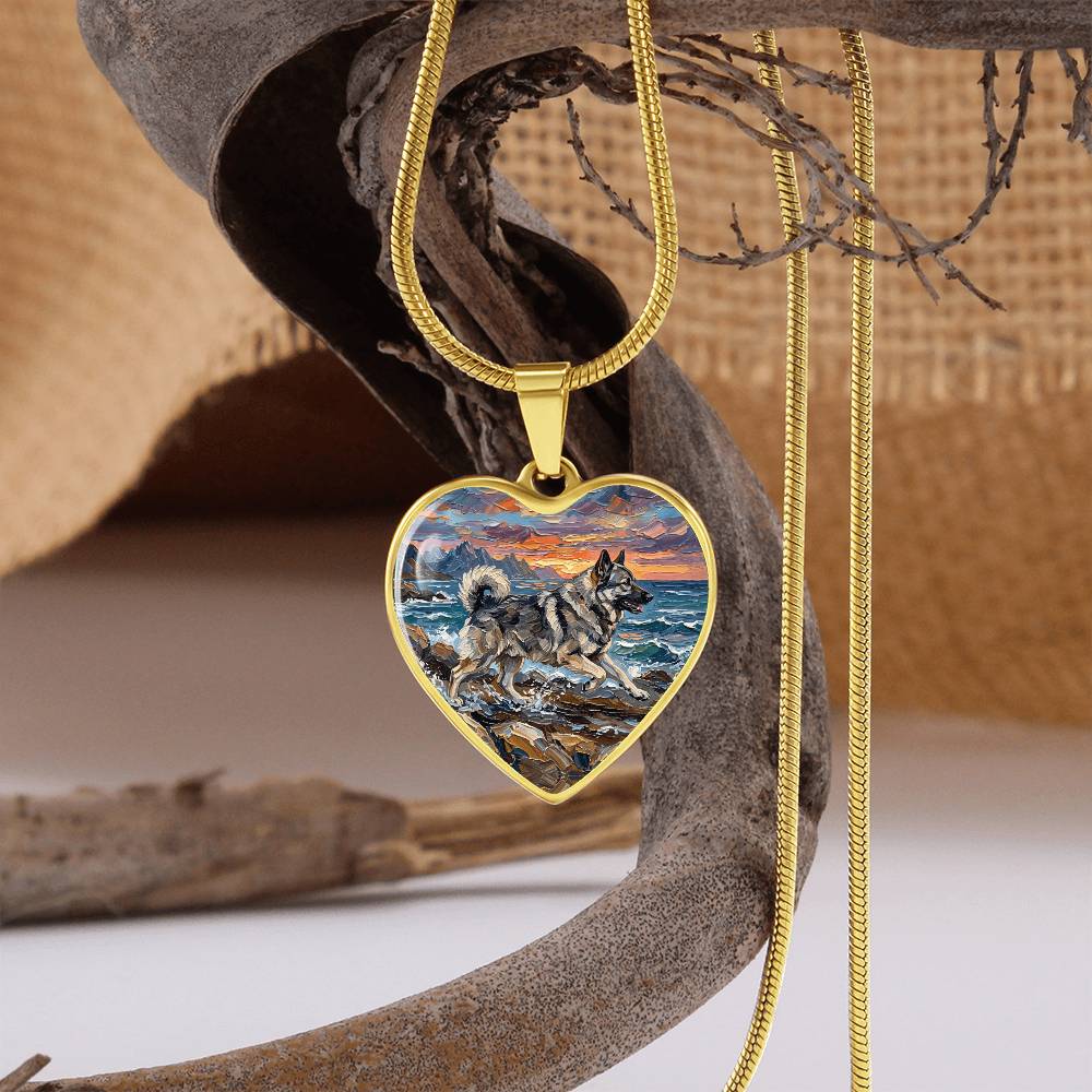 Beach Day - Norwegian Elkhound Heart Necklace