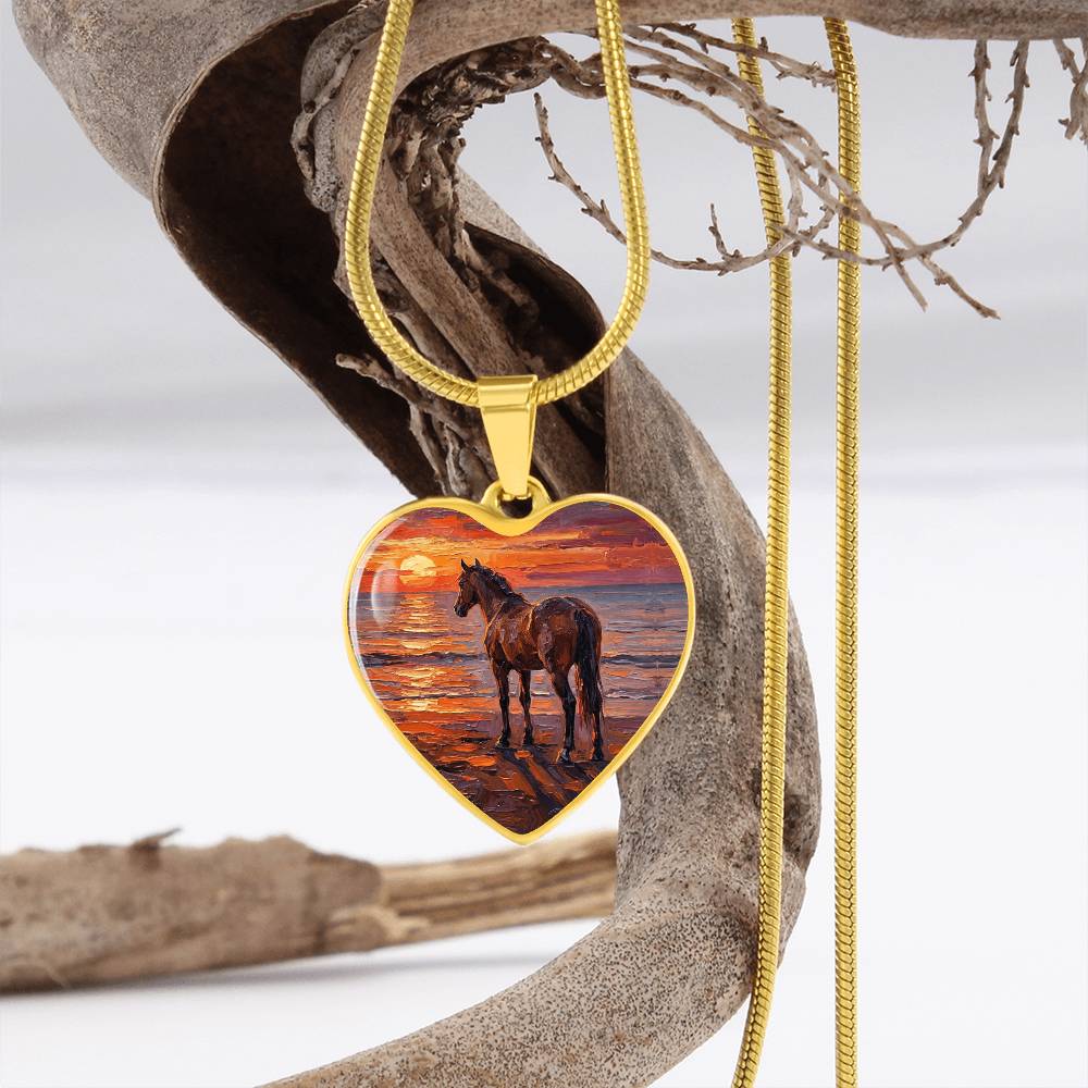 Sunset - Chocolate Mare Heart Necklace