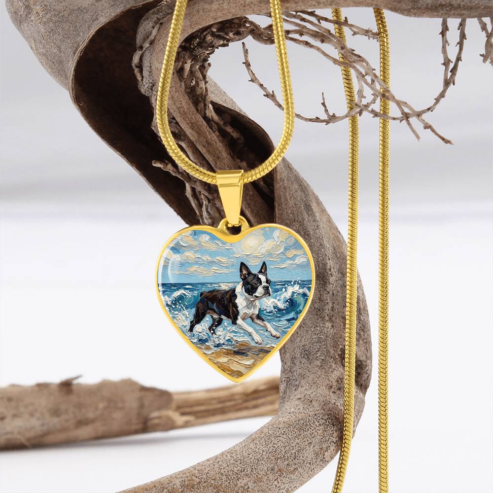 Beach Days - Boston Terrier Heart Necklace