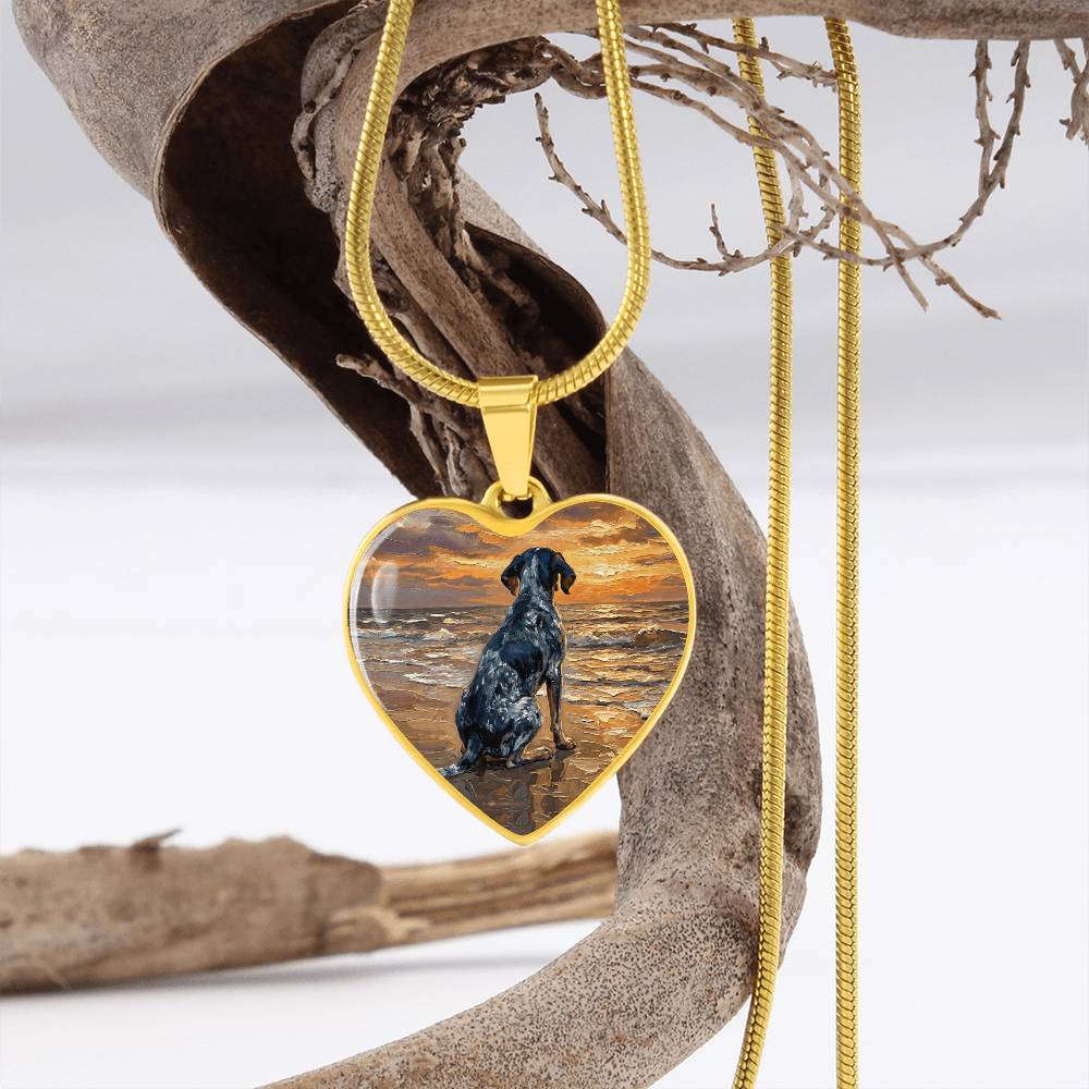 Beach Days - Blue Tick Coonhound Heart Necklace