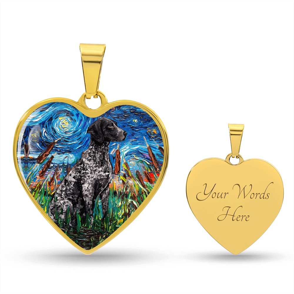 Black German Short Hair Pointer Starry Night Heart Pendant