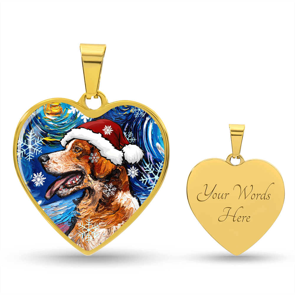 Brittany Spaniel Christmas Heart Necklace
