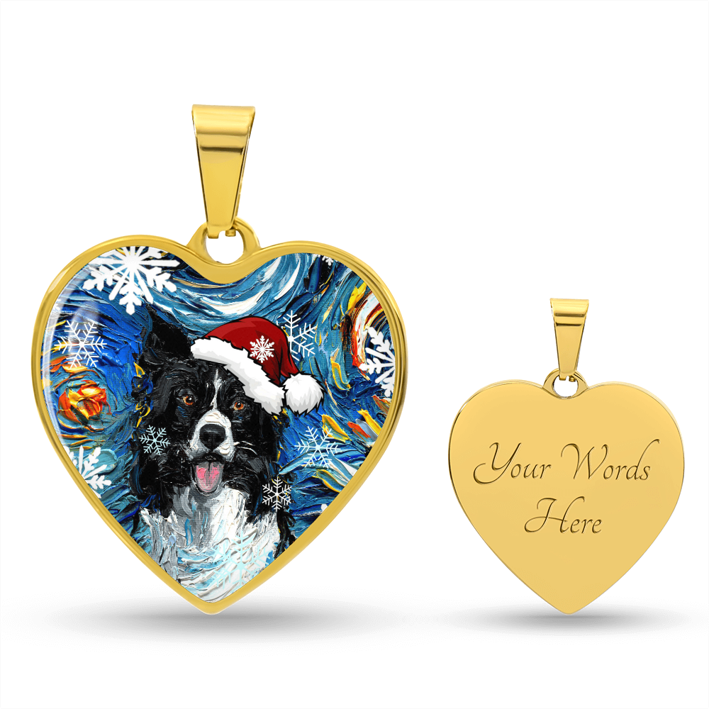 Border Collie Christmas Necklace