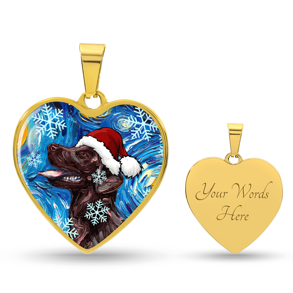 Chocolate Labrador Christmas Necklace
