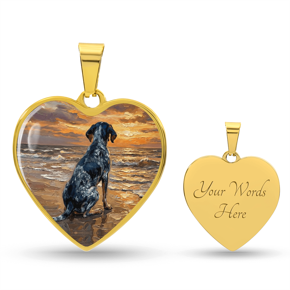 Beach Days - Blue Tick Coonhound Heart Necklace
