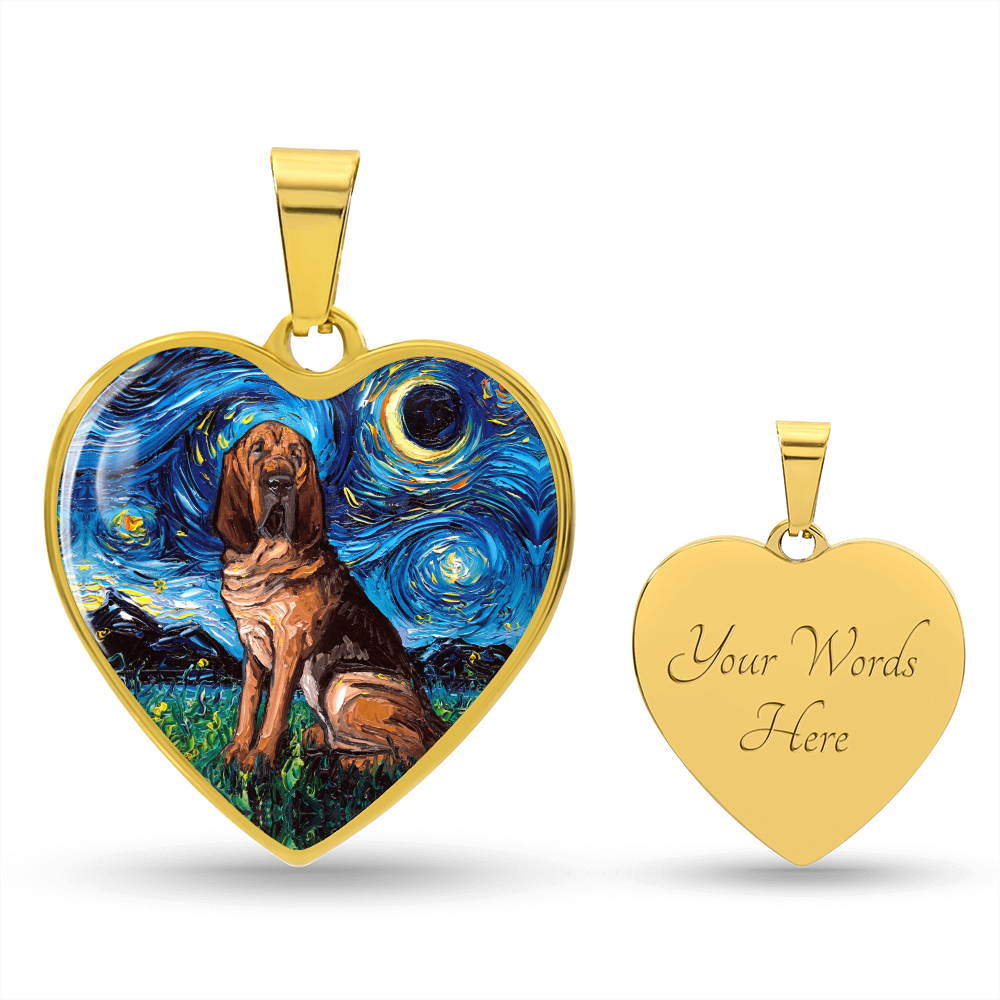Bloodhound Starry Night Heart Necklace