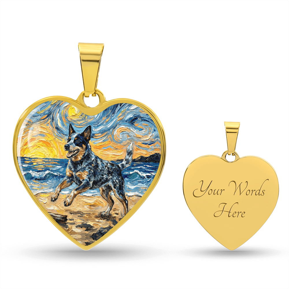 Frolicking Blue Heeler Heart Necklace
