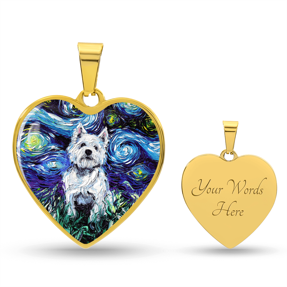 Westie Starry Night Heart Necklace