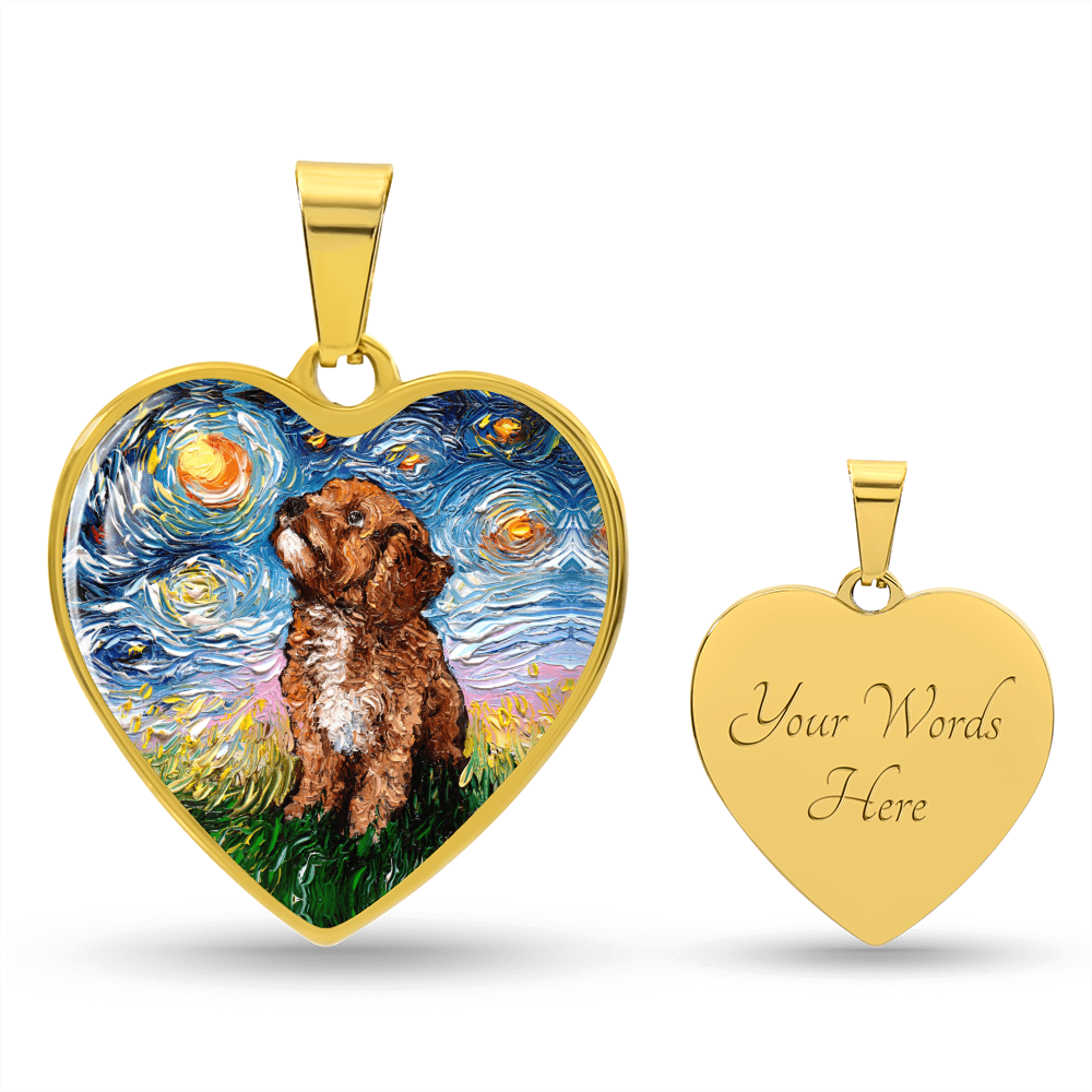 Cavapoo Starry Night Heart Necklace