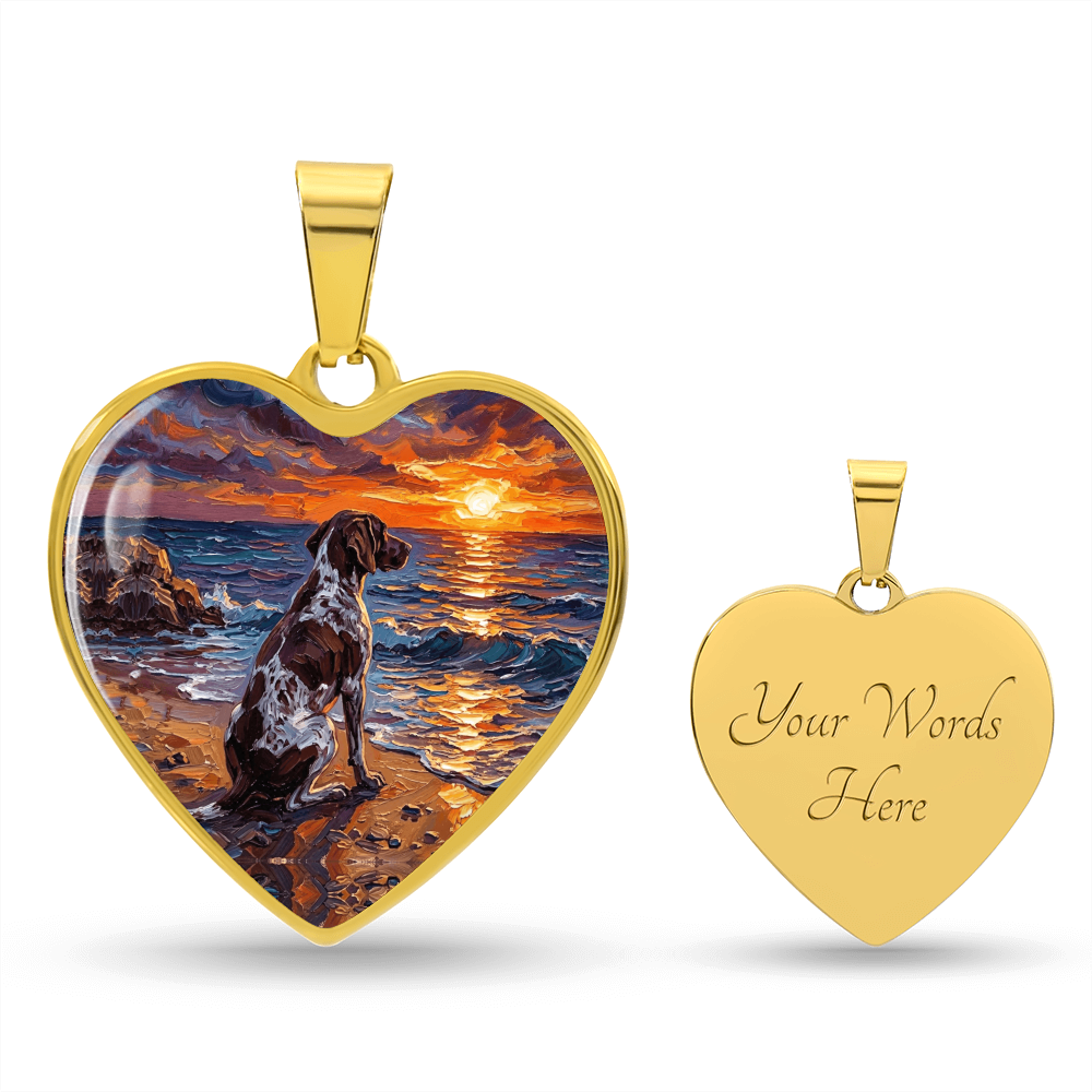 Beach Day - German Pointer Heart Necklace
