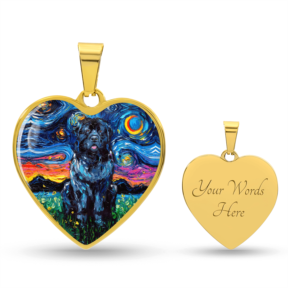 Newfoundland Starry Night Heart Necklace