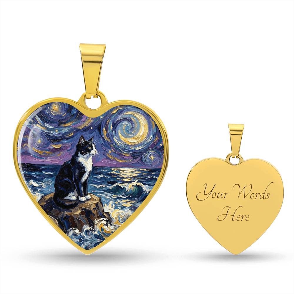 Beach Night - Tuxedo Cat Heart