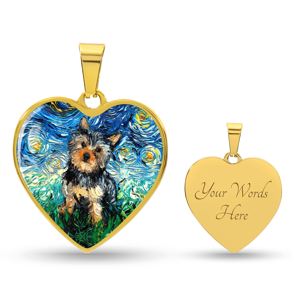 Yorkshire Terrier Starry Night Heart Necklace
