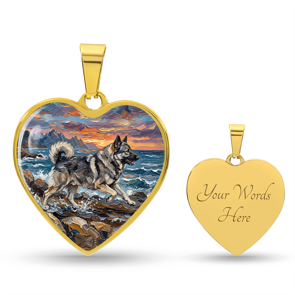 Beach Day - Norwegian Elkhound Heart Necklace