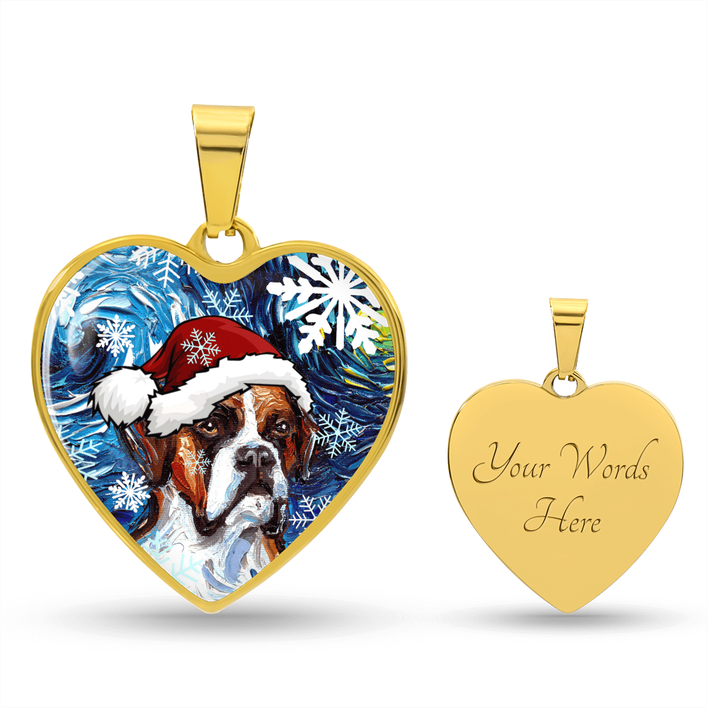 Boxer Christmas Heart Necklace