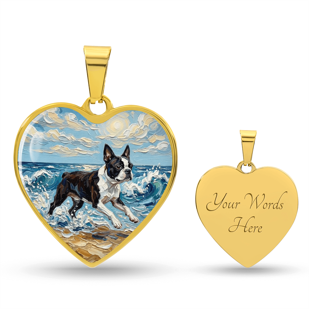 Beach Days - Boston Terrier Heart Necklace