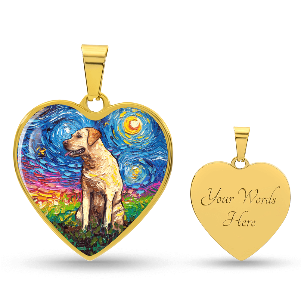 Yellow Labrador Starry Night Heart Bangle Bracelet