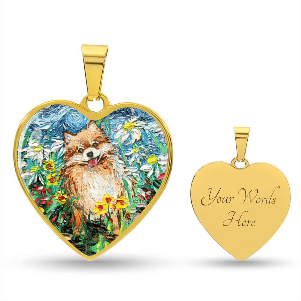 Happy Pomeranian Heart Necklace