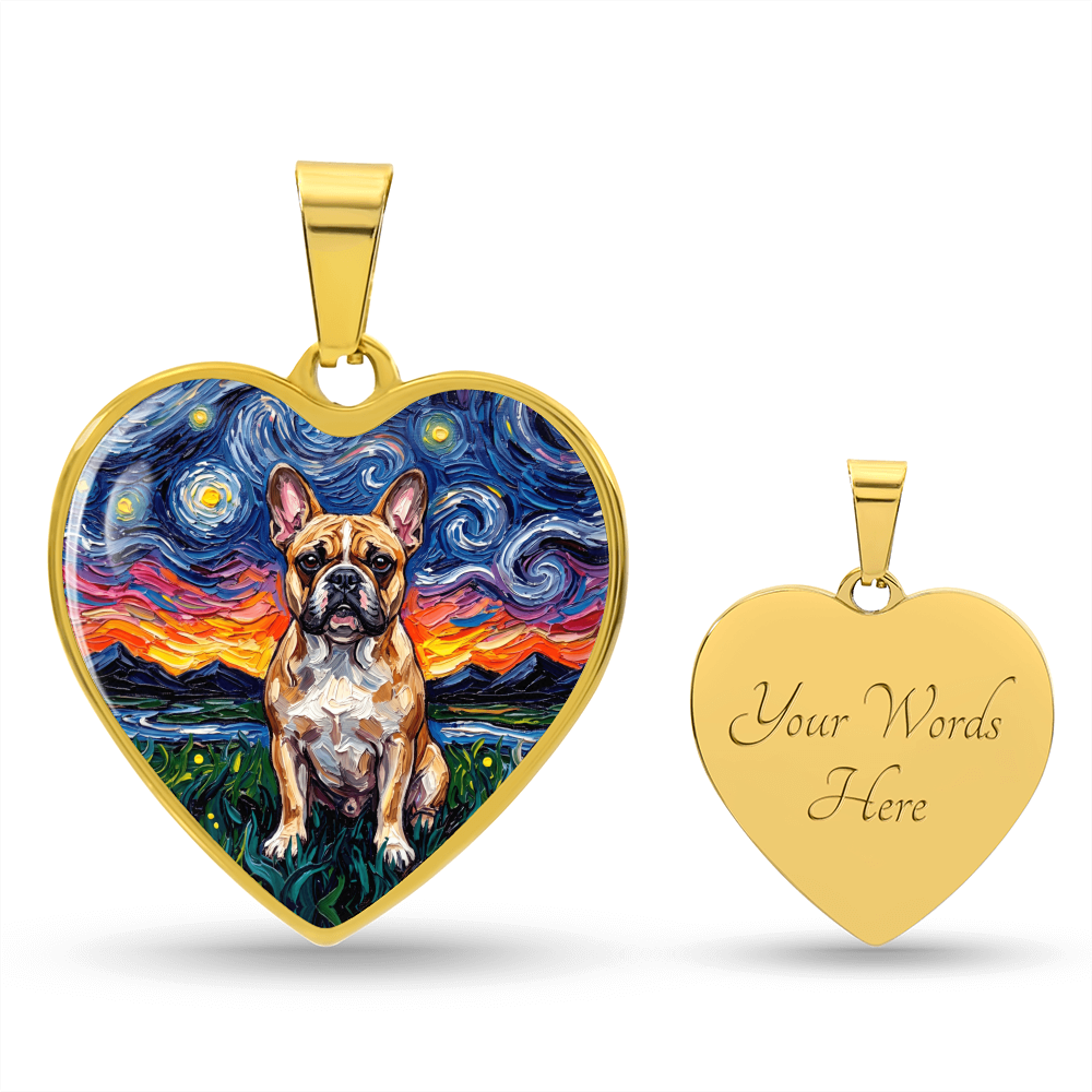 Frenchie Night Heart Necklace