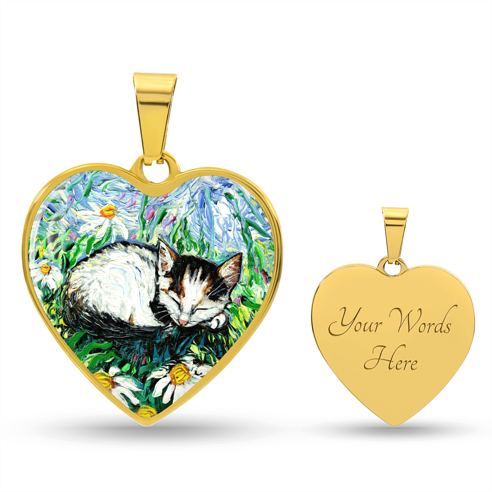 Kitten Sweet Dreams Starry Night Heart Necklace