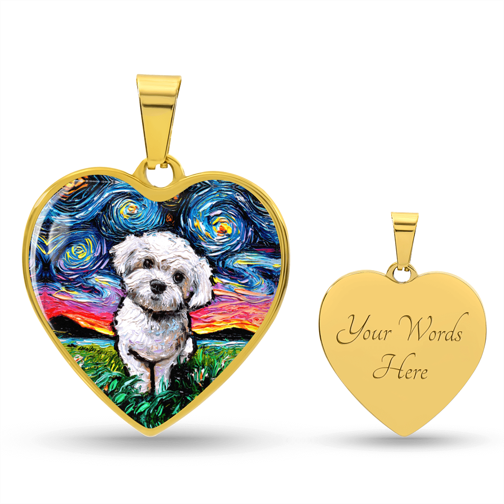 Maltipoo Starry Night Heart Necklace