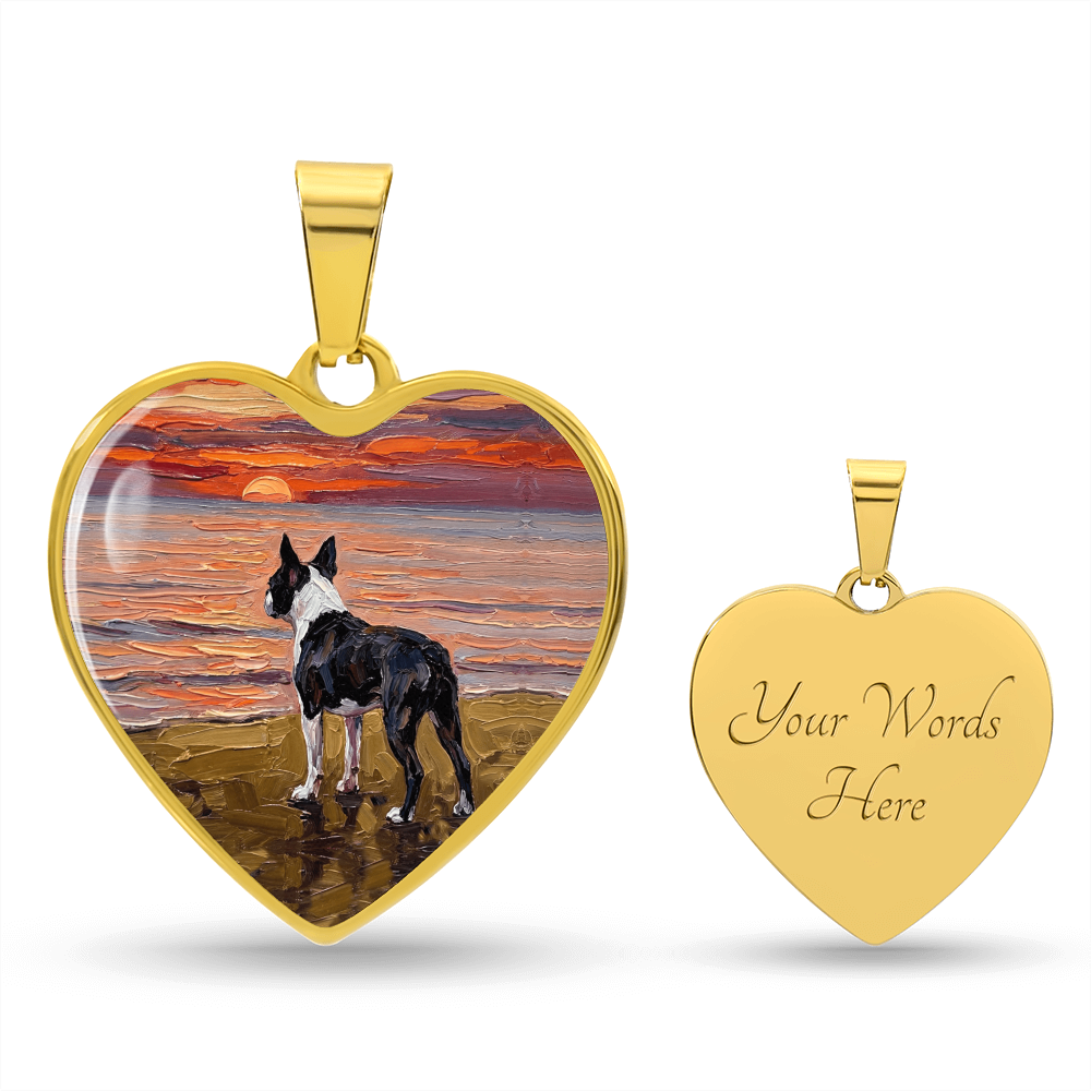 Beach Night - Boston Terrier Heart Necklace