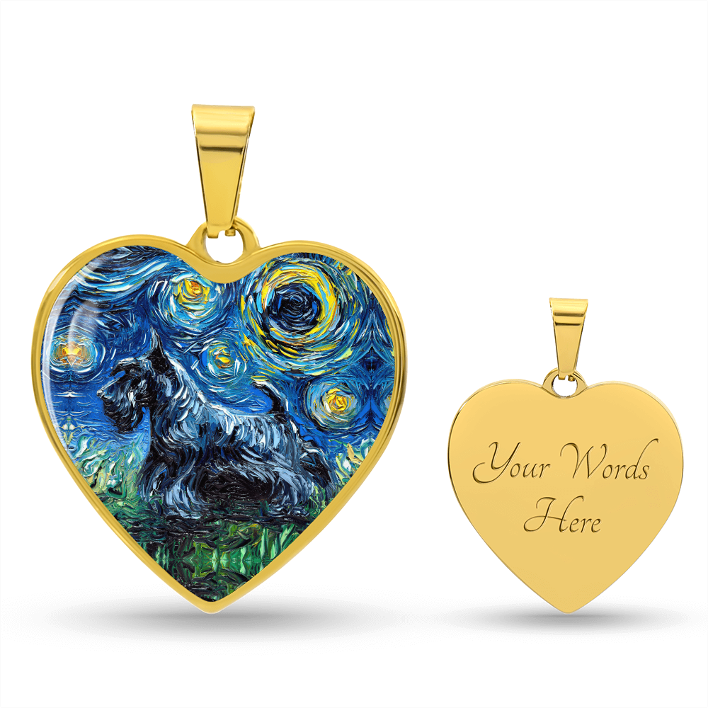 Scottish Terrier Starry Night Heart Necklace