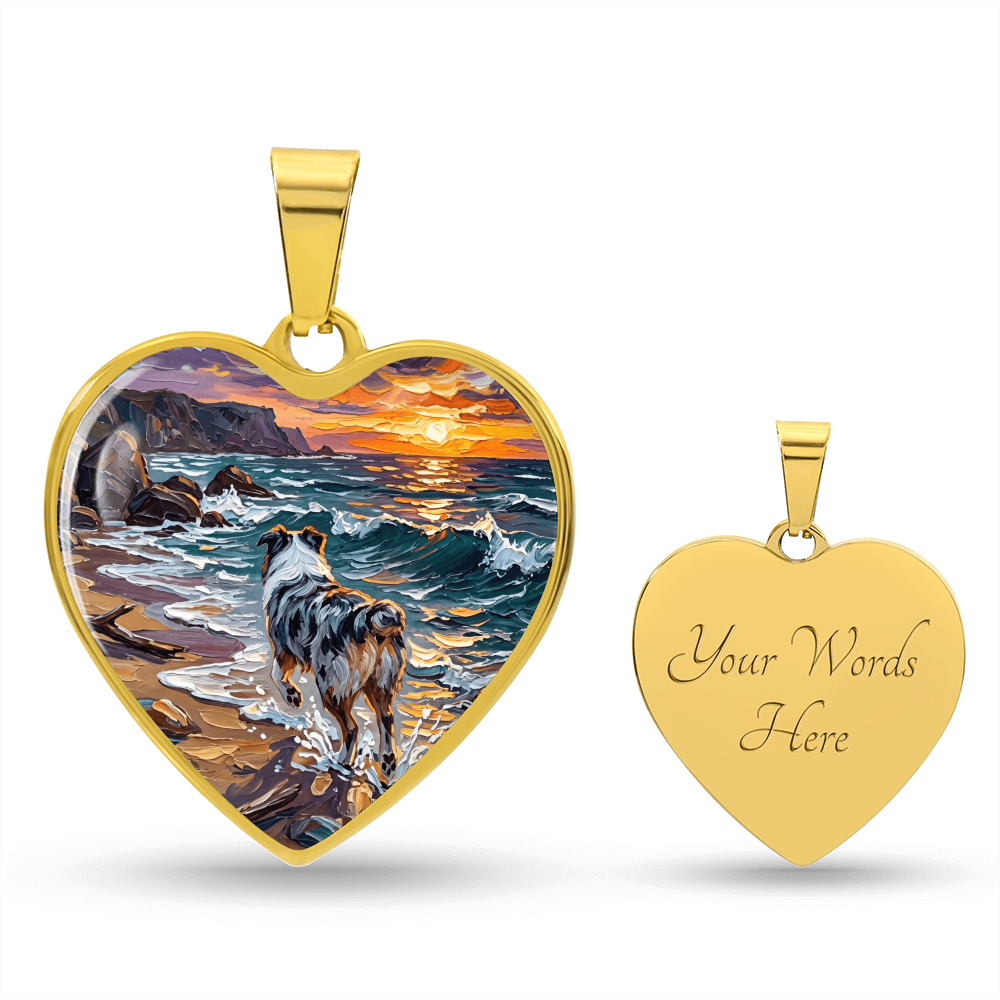 Beach Day - Merle Aussie Shepherd Heart Necklace
