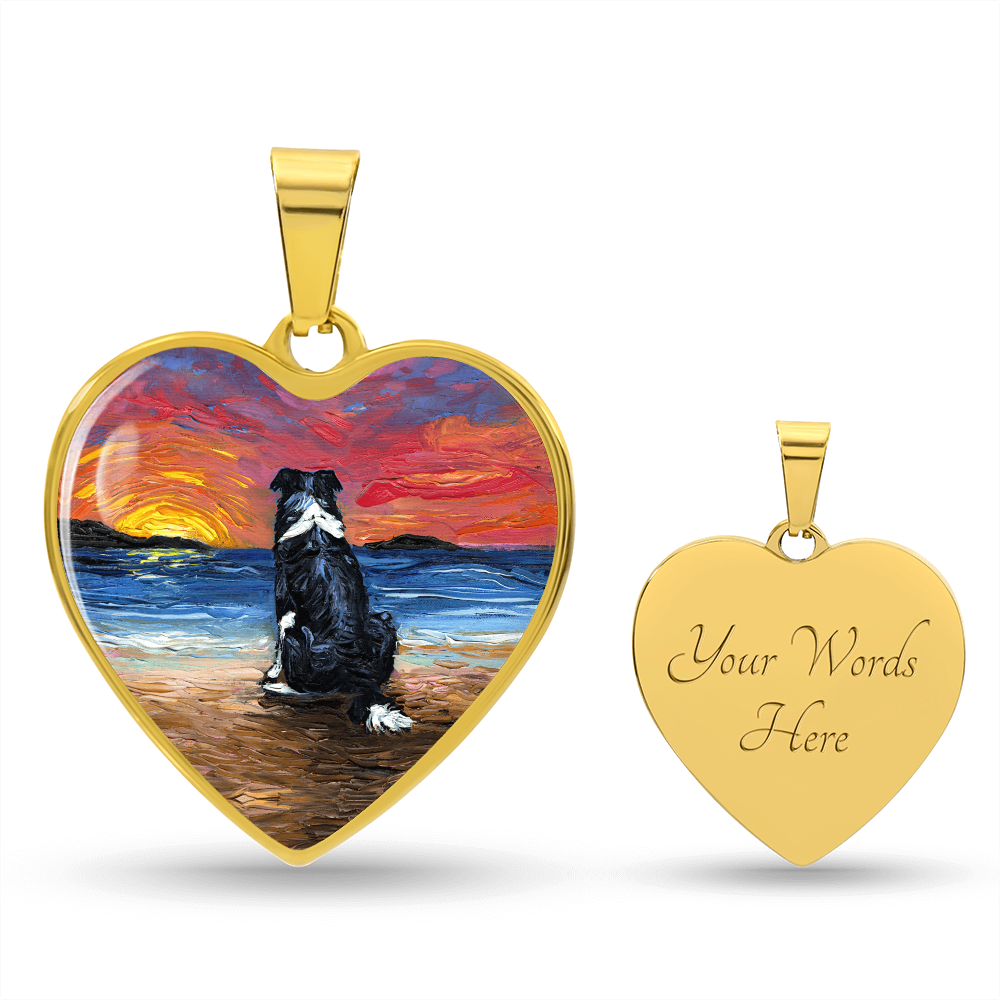 Beach Days - Border Collie Heart Necklace