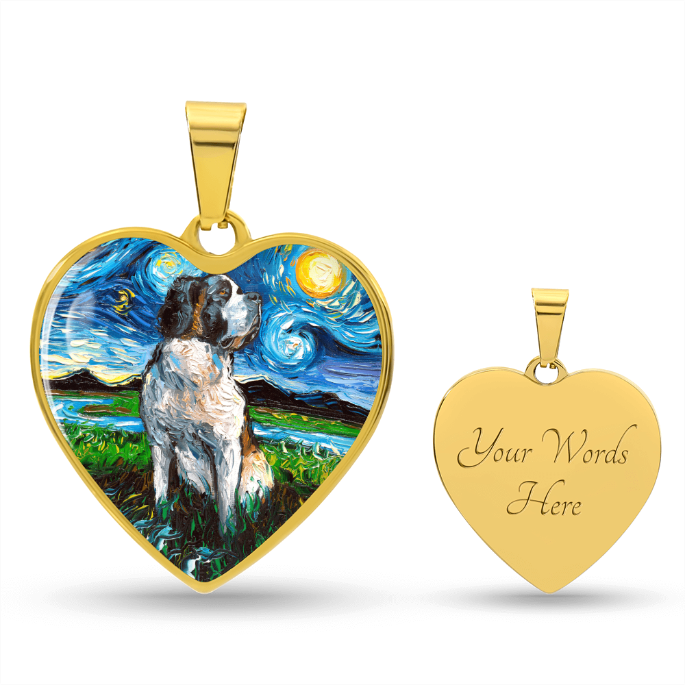 Saint Bernard Starry Night Heart Necklace