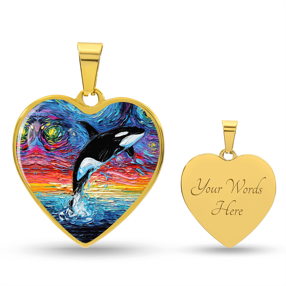 Orca Starry Night Heart Necklace
