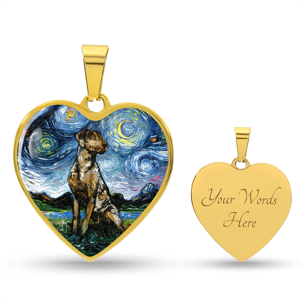Catahoula Leopard Dog Starry Night Heart Necklace