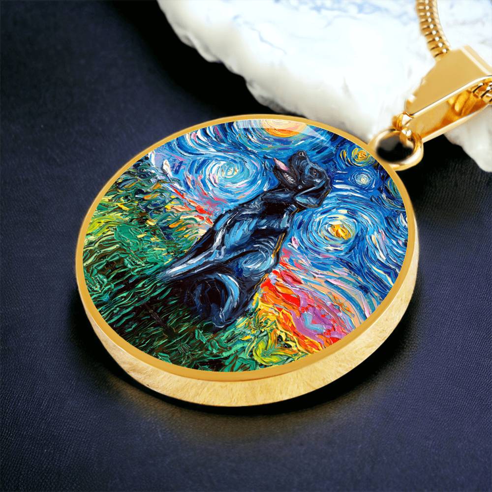 Black Labrador Starry Night Round Necklace