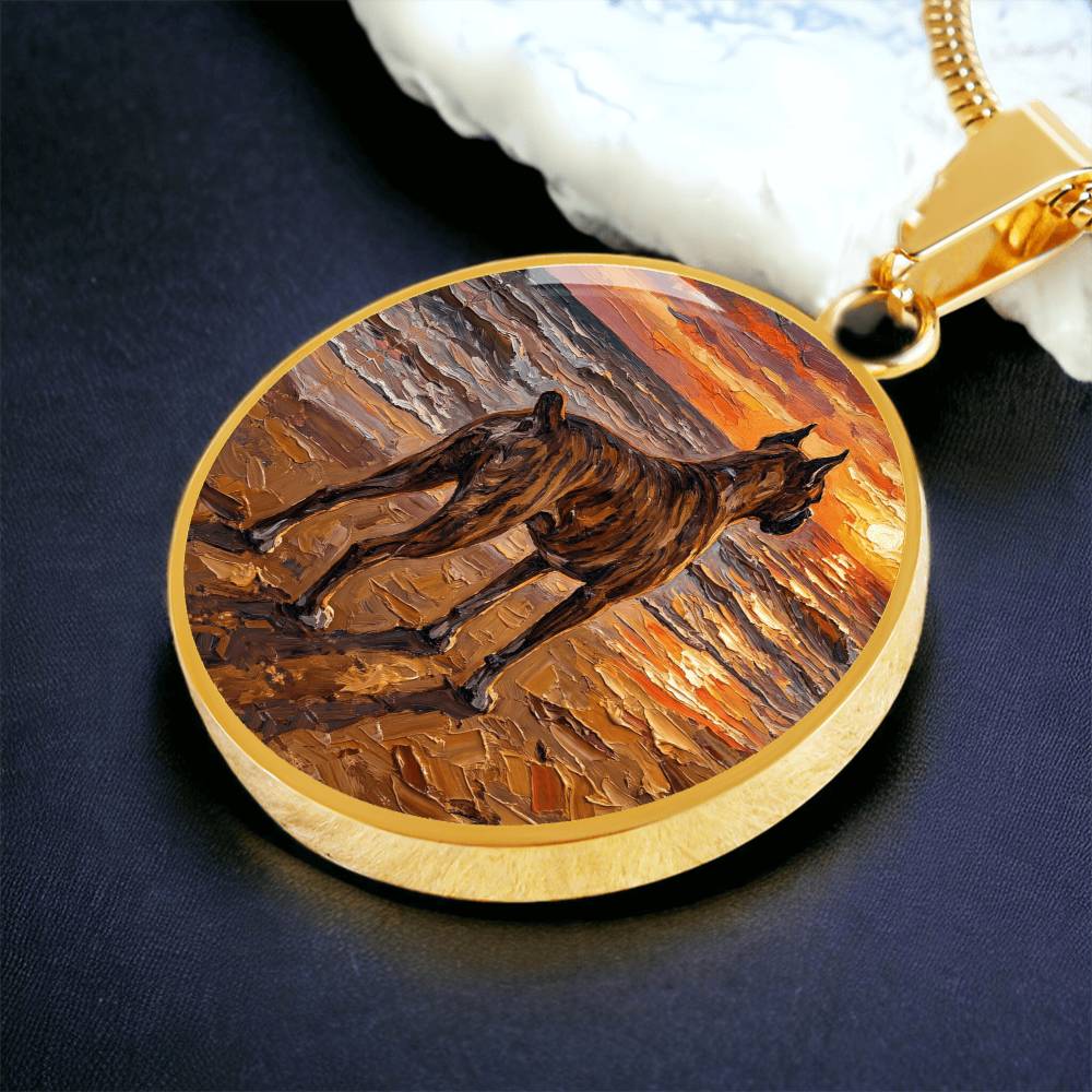 Beach Day - Brindle Boxer Round Necklace