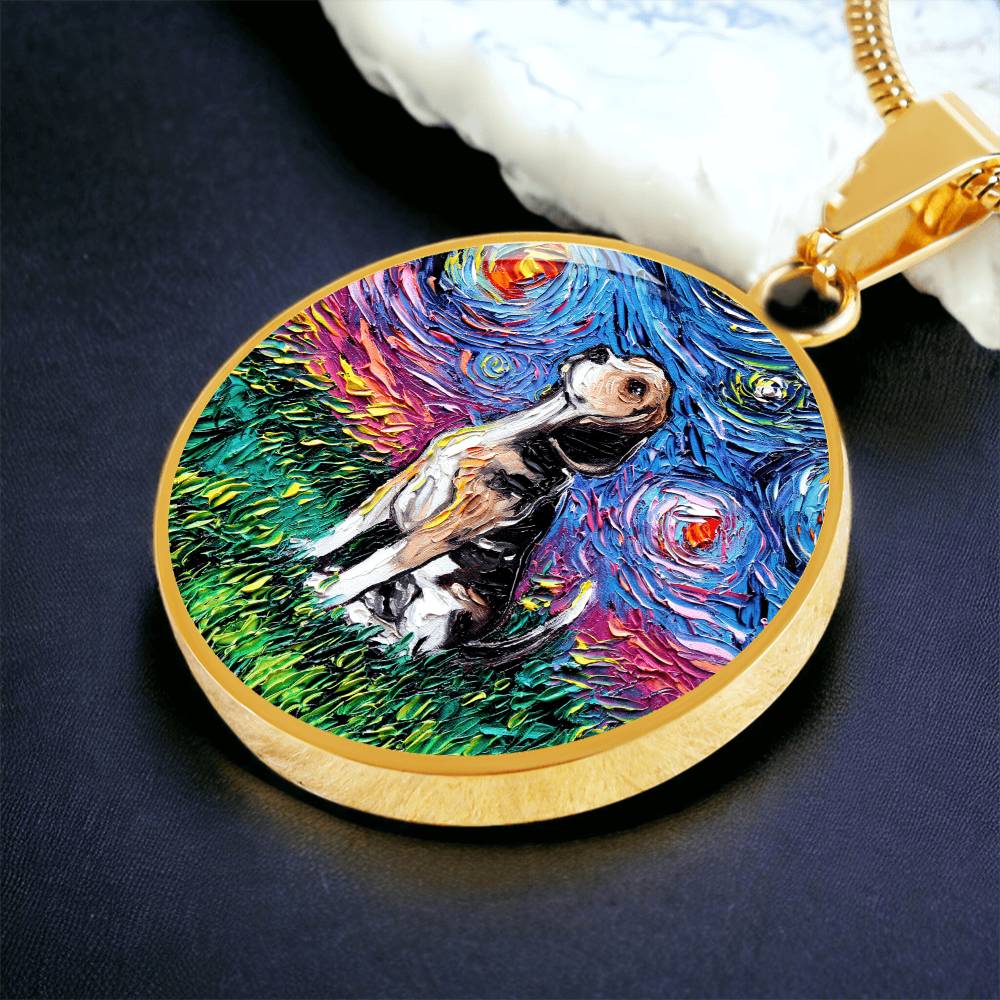 Beagle Starry Night Round Necklace