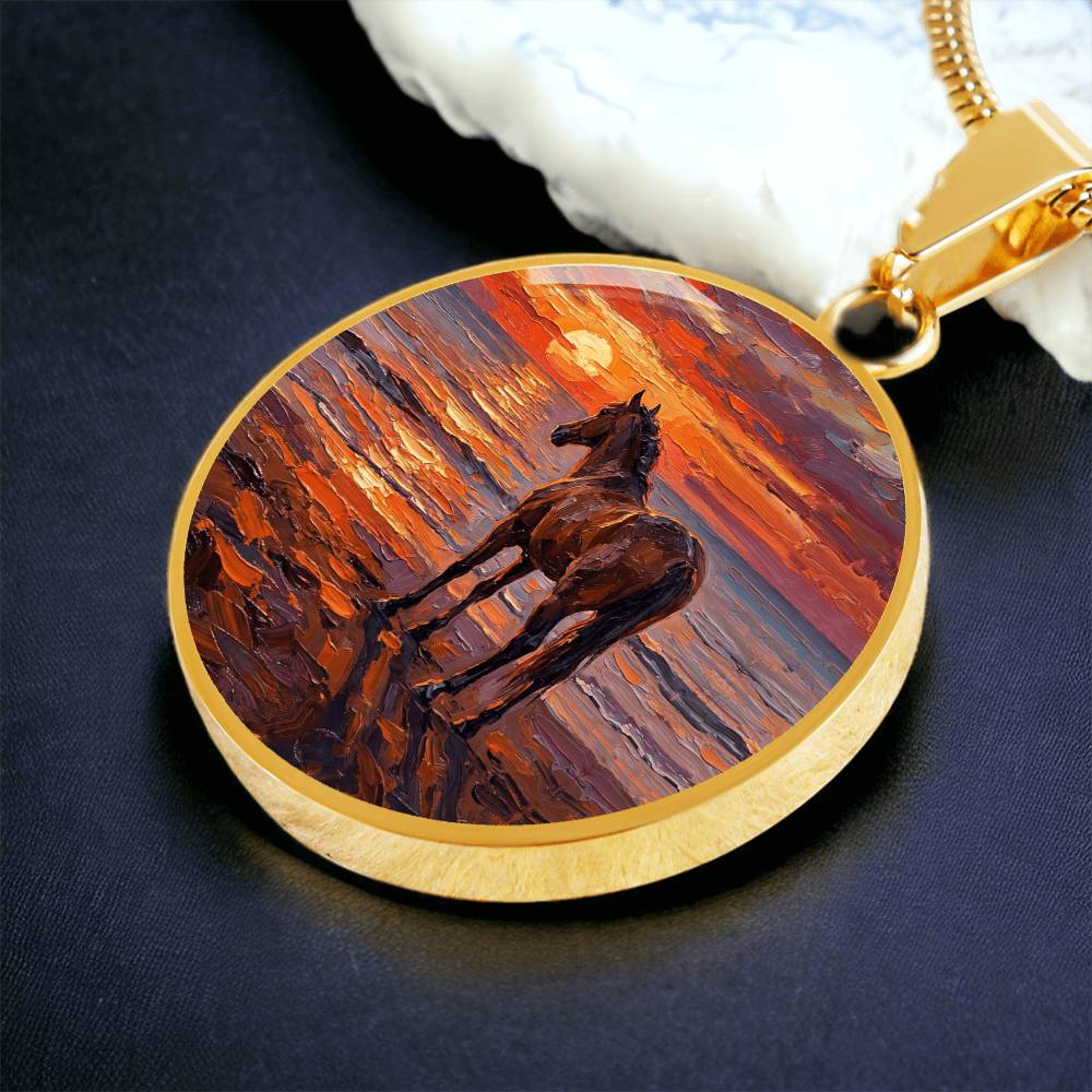 Sunset - Chocolate Mare Round Necklace