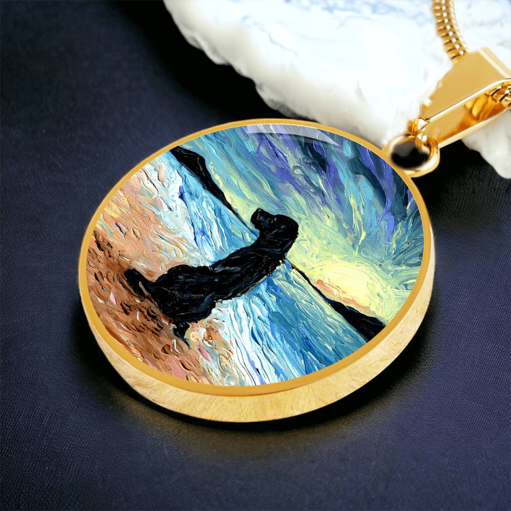 Beach Days - Black Labrador Round Necklace