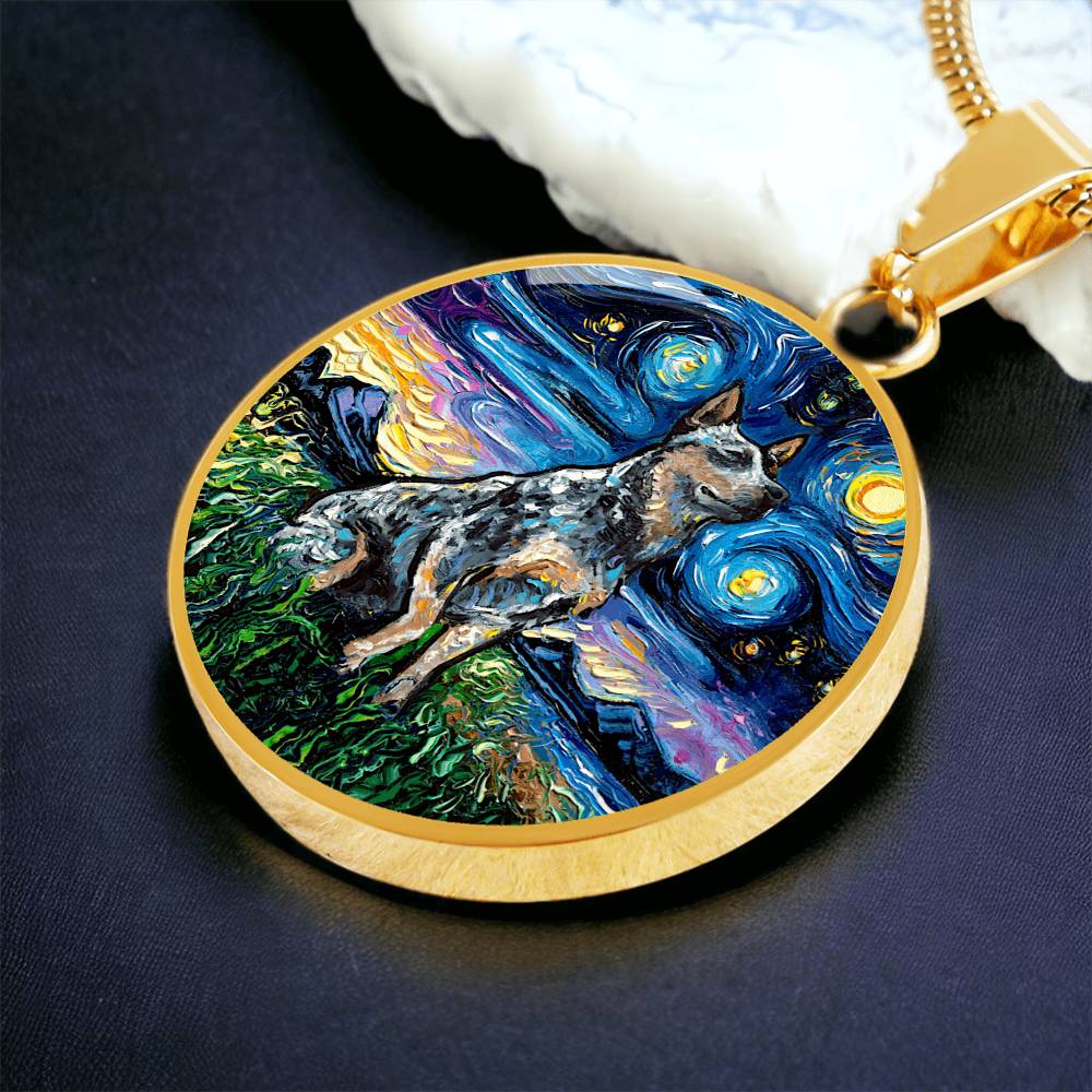 Blue Heeler Starry Night Round Necklace