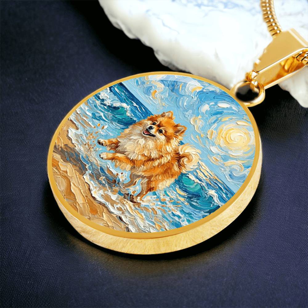 Beach Day - Pomeranian Round Necklace