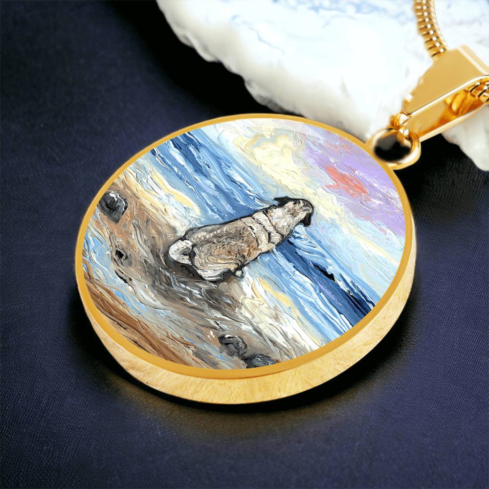 Beach Days - Pug Starry Night Round Necklace