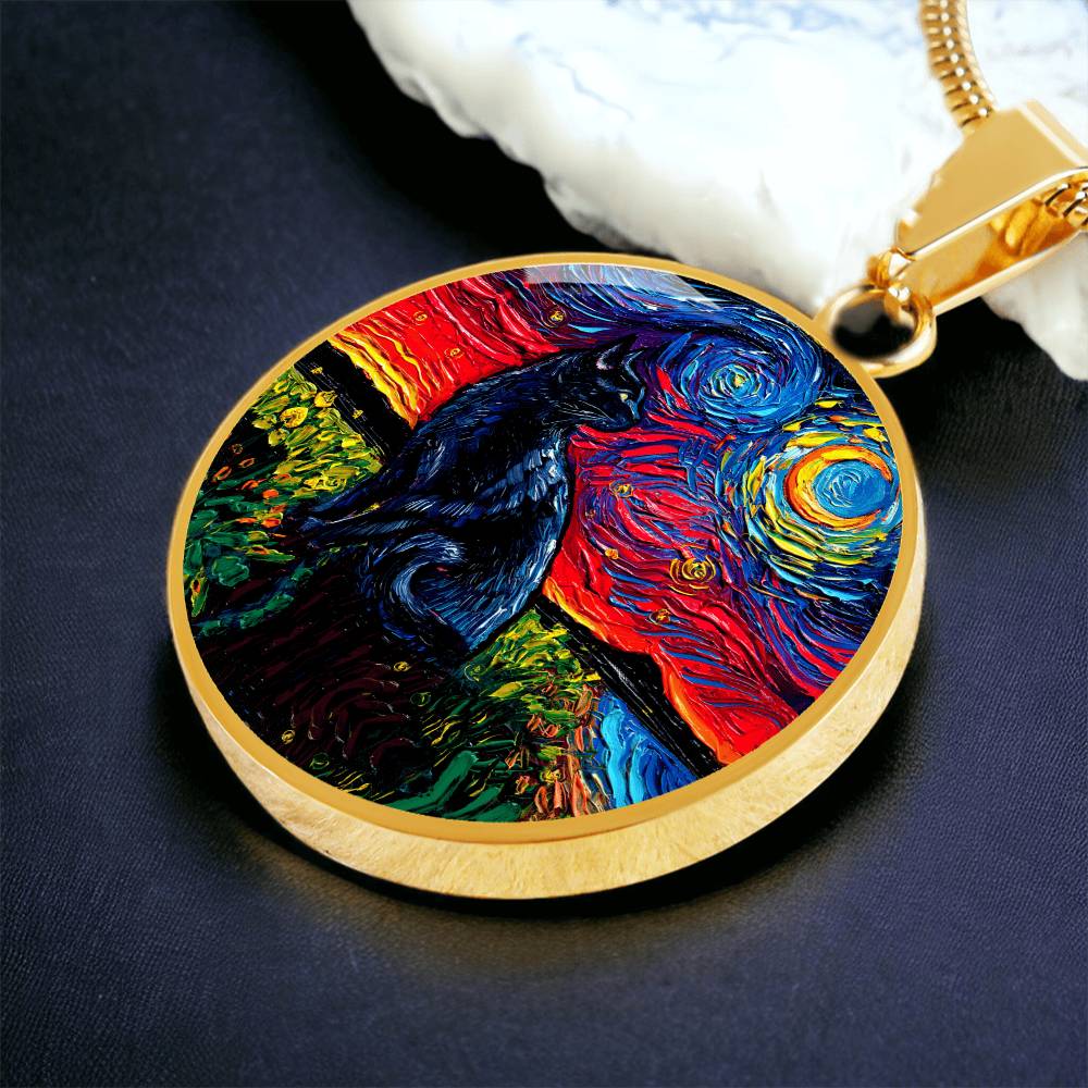 Black Cat 2 Starry Night Round Necklace