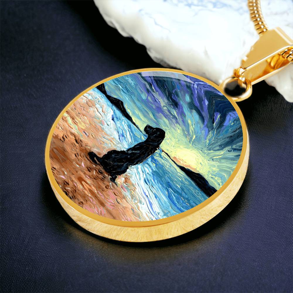 Beach Days - Black Labrador Round Necklace