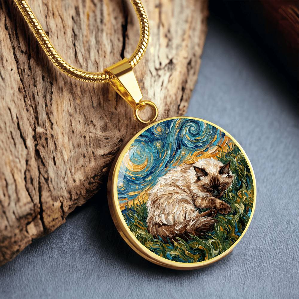 Sleepy Birman Round Necklace